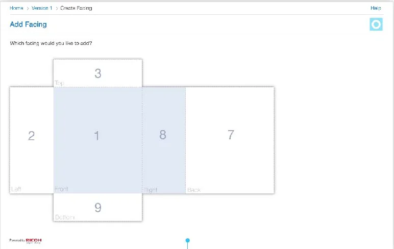 Facing picker showing numbered sides of a product box