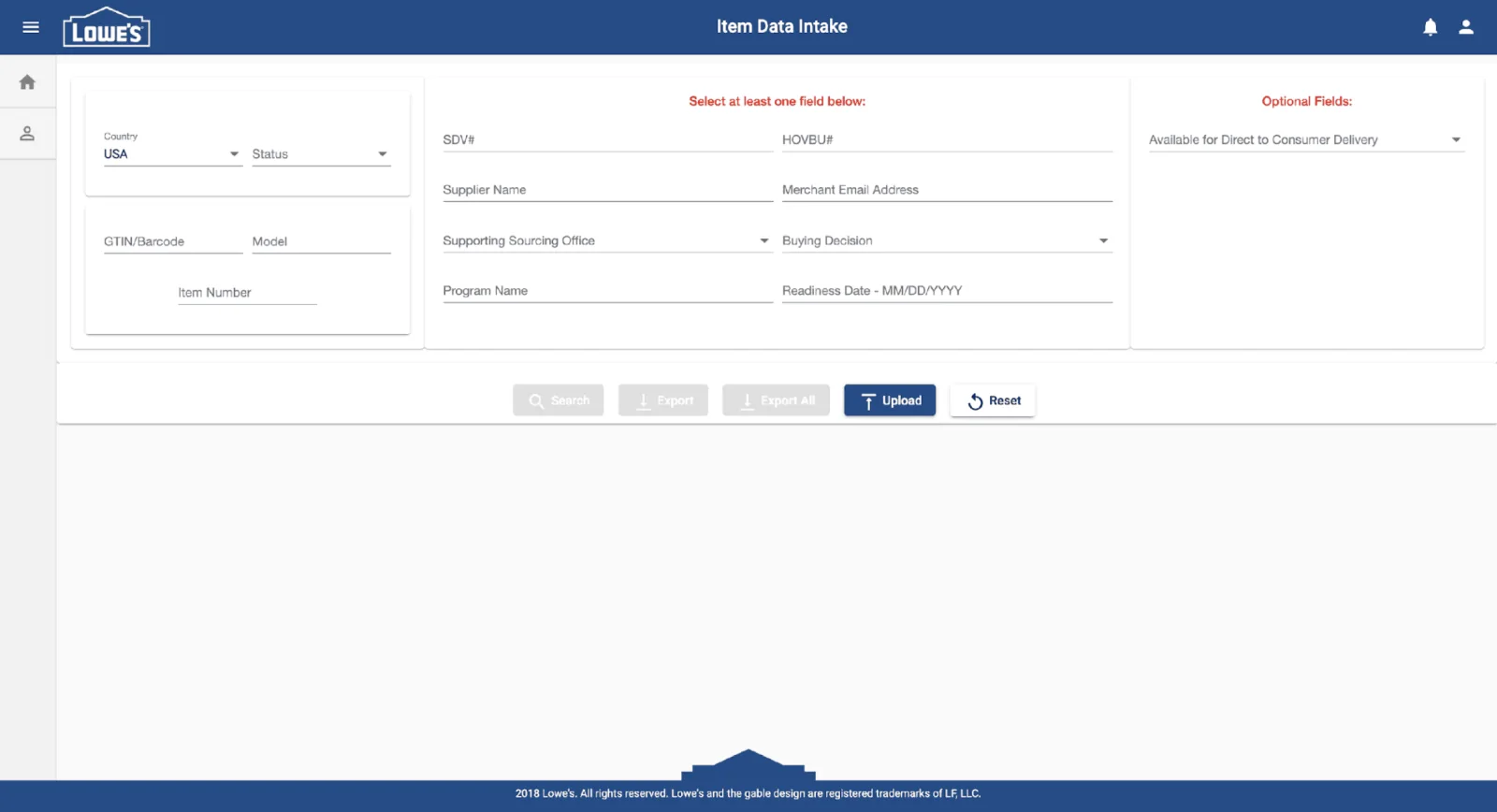 Legacy search form with many fields