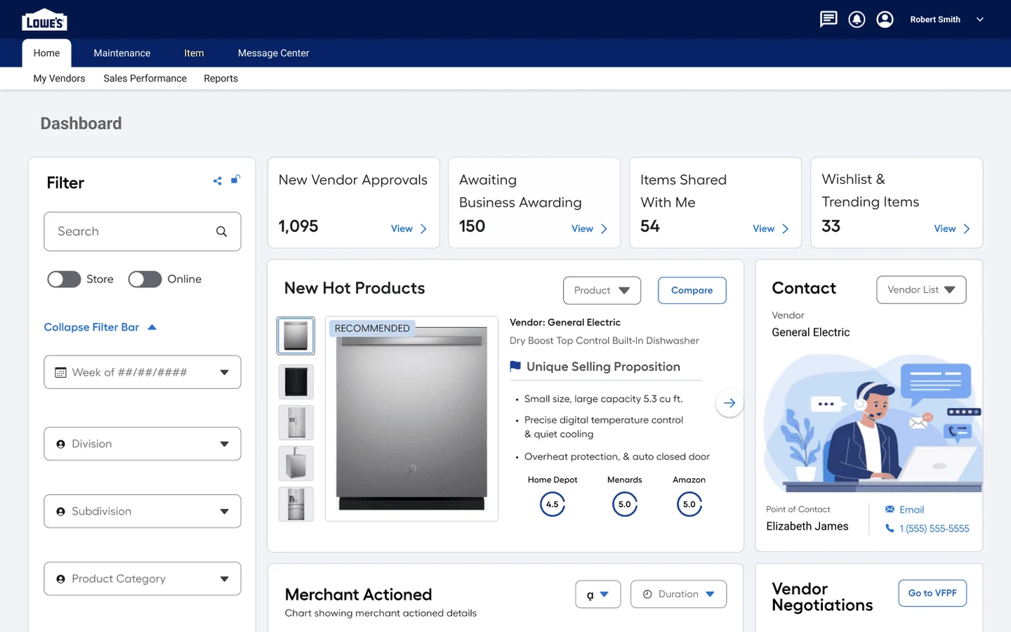 Merchant dashboard